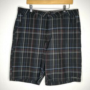 Oneil Mens Black Plaid Casual Chino Bermuda Shorts size 36